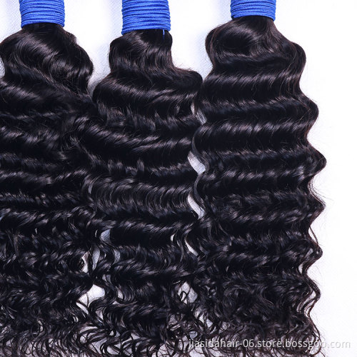Free Sample Hair Bundles Raw Virgin Remy Hair Human Hair Weave Bundle Wholesale Double Drawn Deep Wave